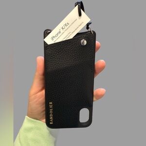 NWT Bandolier Emma Black Pebble Leather iPhone X/ XS Case (with crossbody chain)